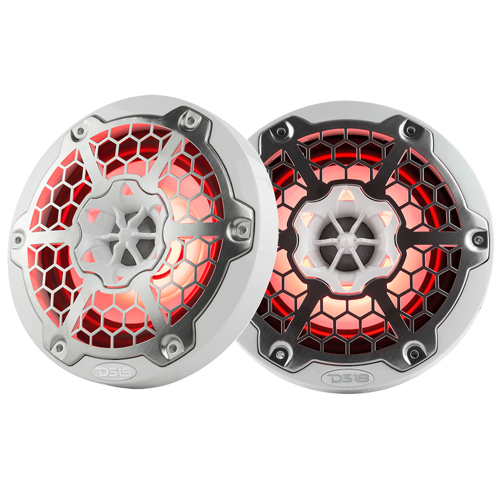 DS18 New Edition HYDRO 65 2Way Marine Speakers wRGB LED Lighting 300W White NXL6MWH